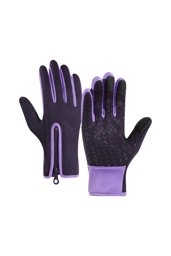 Thermal Gloves Waterproof Windproof Touch Screen Non-Slip Grip Winter Sports Men Women Purple Size M