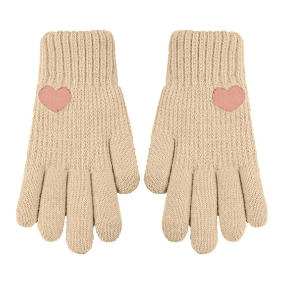 Thermal Gloves for Women, Audhol Winter Knit Gloves Warm Full Fingers Women with Upgraded Anti Glove Fleece Lined Winter Gloves for Women Beige One Size