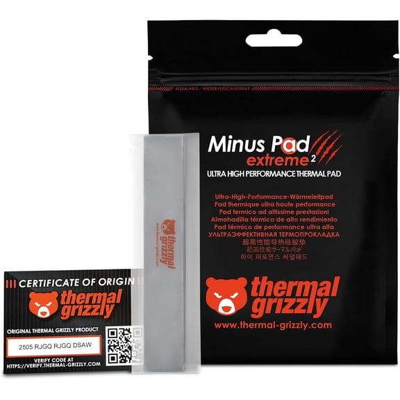 Thermal Grizzly TG-MP-E2-120-20-30-2 Minus Pad V2 High Performance Thermal Pad 120x20x3.0 mm (2 Pcs) for GPU, SSD, RAM