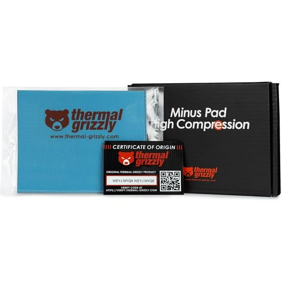 Thermal Grizzly TG-MP-HC-120-100-10-2 Minus Pad 120x100x1.0mm 2-Pack Thermal Pad, High Conductivity for SSDs, GPUs