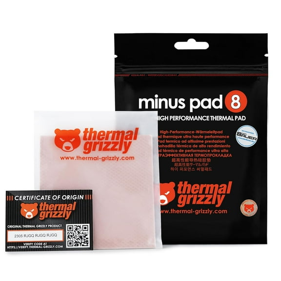 Thermal Grizzly TG-MP8-100-100-10-2R Minus Pad 8-100x100x1.0mm Thermal Pad Compressibility SSDs,GPUs &Electronics 2-Pack