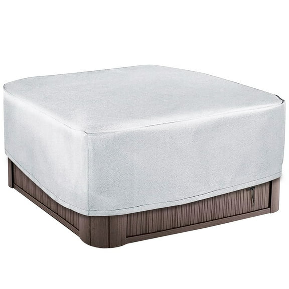Thermal Hot Tub Cover, Universal Square Hot Tub Cover with Drawstrings, Waterproof Oxford Cloth Dust Cover Protector UV Resistant Coating for Outdoor SPA Bath Pool