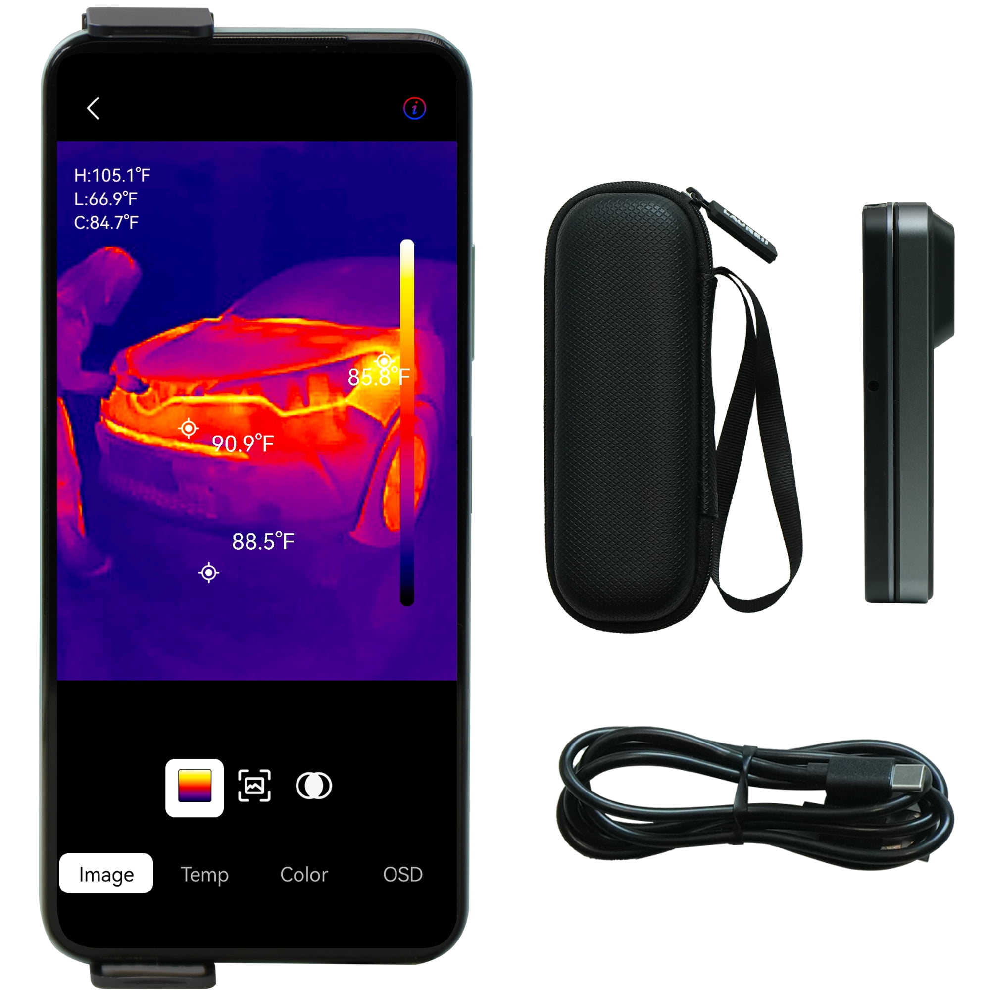 Wärmebildkamera Für Android – 256x192 IR, 25 Hz, -15°C Bis 600°C, IP54, Plug-and-Play, Für Elektrik & Sanitär