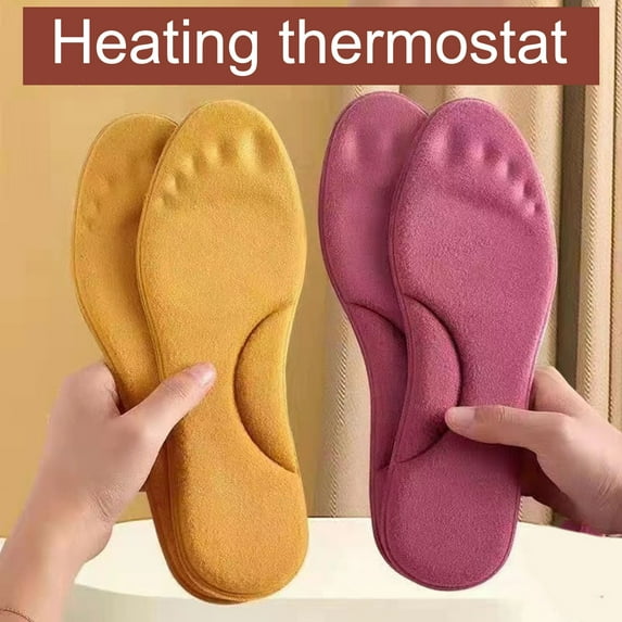 Thermal Insoles,Self-Heated Insoles,Super Soft Ultra-Thick Reusable No Battery Required Highly Elastic Keep Warm Cotton Shock-absorbing Winter Insoles,Yellow 45-46