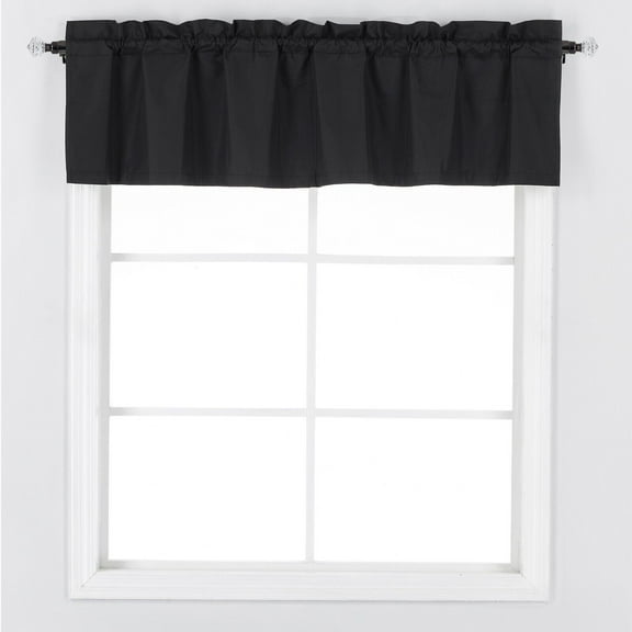 Thermal Insulated 100% Blackout Rod Pocket Top Window Curtain Valance 52" W x 18" L, Black