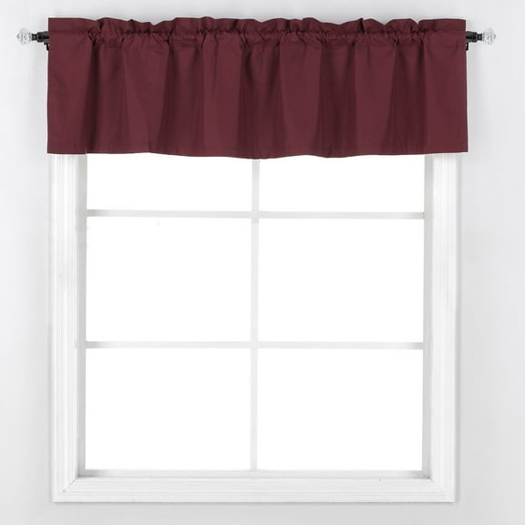 Thermal Insulated 100% Blackout Rod Pocket Top Window Curtain Valance 52" W x 18" L, Burgundy