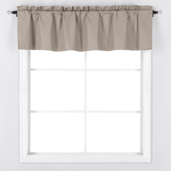 Thermal Insulated 100% Blackout Rod Pocket Top Window Curtain Valance 52" W x 18" L, Taupe