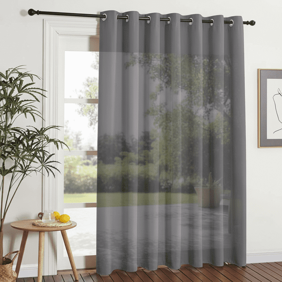 Thermal Insulated Blackout Curtain Panel for Sliding Doors, 84 Inch Length Grommet Room Divider Drape for Patio French Doors and Living Room in Gray, 100 Inches Wide