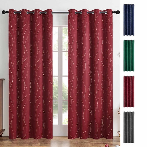 Thermal Insulated Blackout Curtains with Grommets, Noise Reducing Machine Washable Polyester Window Panel for Bedroom Living Room Office, 55 x 87 in