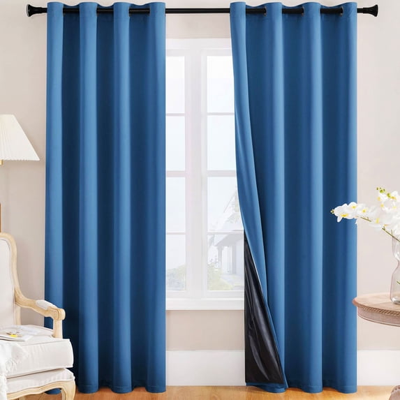 Thermal Insulated Blackout Curtains with Ring Top Design for Living Room Privacy Noise Reduction and Heat Control Window Treatment