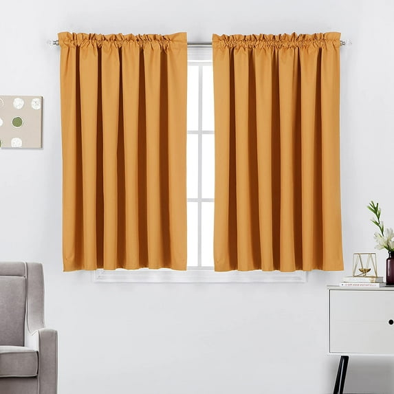 Thermal Insulated Blackout Rod Pocket Top Window Treatment Curtains Panels 45 inches Long -Orange