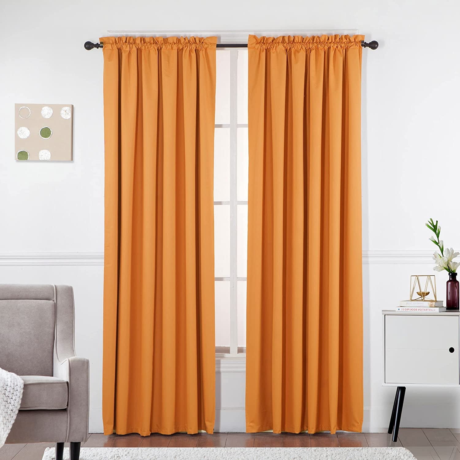 Thermal Insulated Blackout Rod Pocket Top Window Treatment Curtains