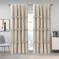 thumbnail image 1 of Thermal Insulated Blackout Window Curtains, 52" W x 96" L x 2 Panels, Boho Window Treatments with 3 Rows of Butterfly Flowers, Rustic Rod Pocket Drapes for Room, Camel (LQ-30), 1 of 11