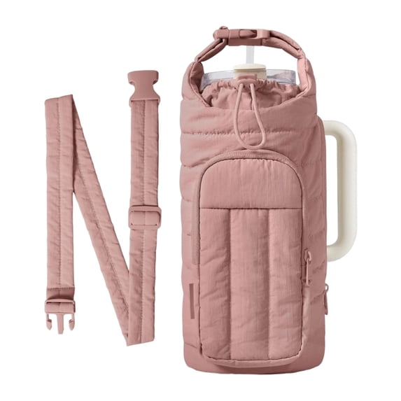 Thermal Insulated Crossbody Water Bottle Bag With Adjustable Strap For Outdoors Hiking Camping Portable Sturdy Fabric Carriers