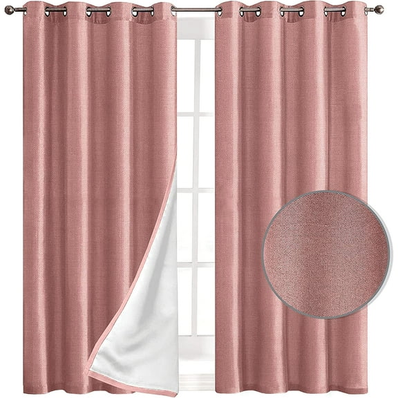Elegant Comfort Privacy Window Treatment, Blackout Energy-Saving Panels for Bedroom, Living Room, and Office, (Set of 2) 54" X 84", Blush
