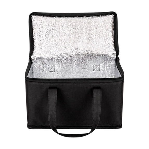Thermal Insulated Delivery Bag Large Capacity, Non-Woven Foil Cooler Tote for Hot & Cold Food, Foldable Reusable Pizza Warming Bag for Delivery, Travel, Camping & Lunch