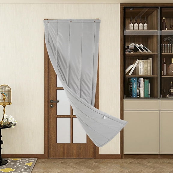 Thermal Insulated Door Curtain, 27 * 78in, Winter Doorway Cover Screen, Soundproof Blanket, Privacy Curtains,Windproof Waterproof Warm Cold Protection, for Living Room Garage Front Door Kitchen, Gray