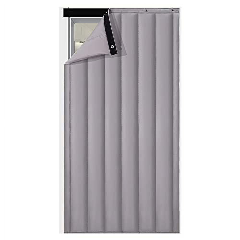 Heavy Duty Insulated Door Curtain - Thermal Windproof Waterproof Gray Blanket For Patio, Bedroom, French Doors