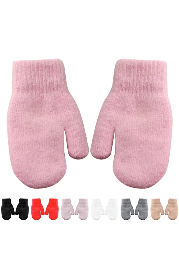 Thermal Insulated Double Layer Winter Mittens For Women Stretchy Soft Thickened Cold Weather Riding Gloves Solid Color