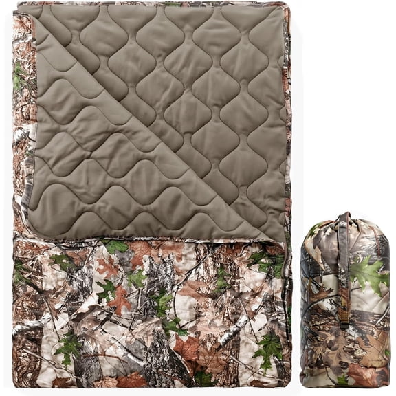 Thermal Insulated Military Poncho Liner Blanket Water-Resistant Portable with Compression Carry Bag Tree Camo Bionic