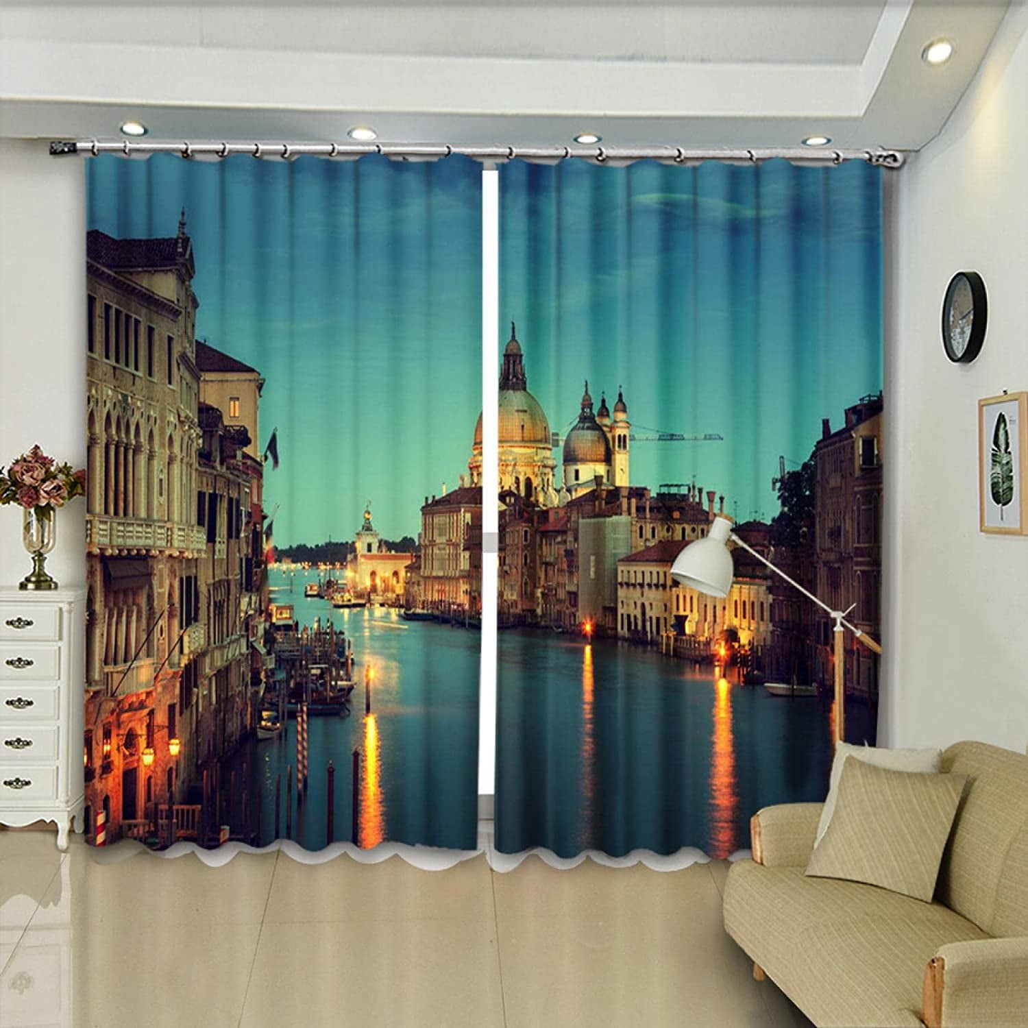 Thermal Insulated Polyester Blackout Curtain City Architecture