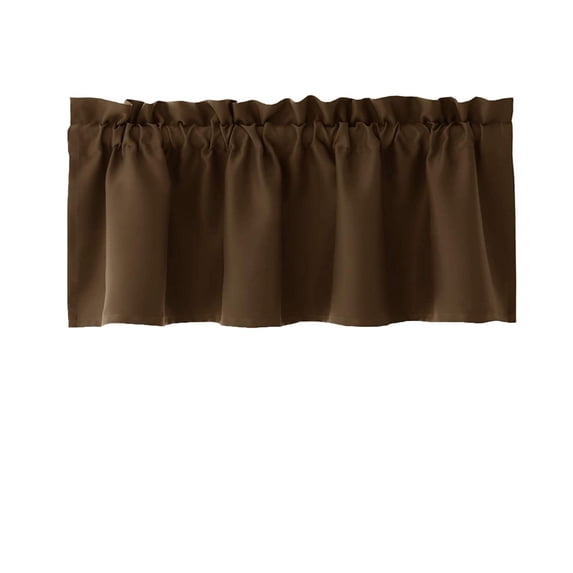 Thermal Insulated Short Rod Pocket Curtain Panel For Kitchen Living Room Basement Bathroom Window Window Valances For Living Room (Brown, 57*18 In)