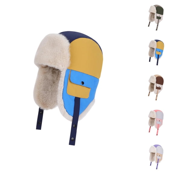 Thermal Insulated Trapper Cap, Kids Winter Hat with Ear Flaps for Boys Girls, Plush Lined Windproof Beanie for Outdoor Cold Weather Ski Trooper