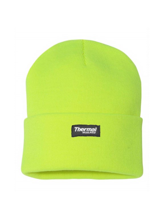 Thermal Insulated Watch Cap, 40 Gram Insulation, Water Resistant, Neon Green