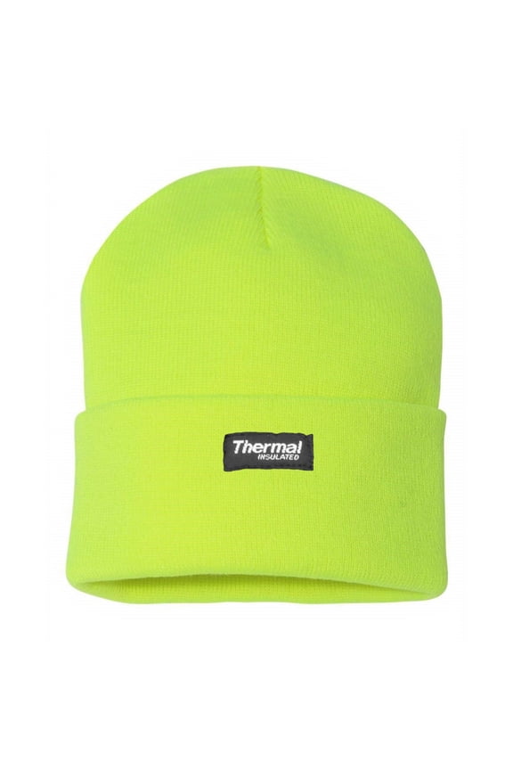 Thermal Insulated Watch Cap, 40 Gram Insulation, Water Resistant, Neon Green