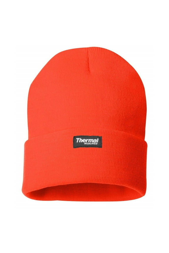 Thermal Insulated Watch Cap, 40 Gram Insulation, Water Resistant, Neon Orange