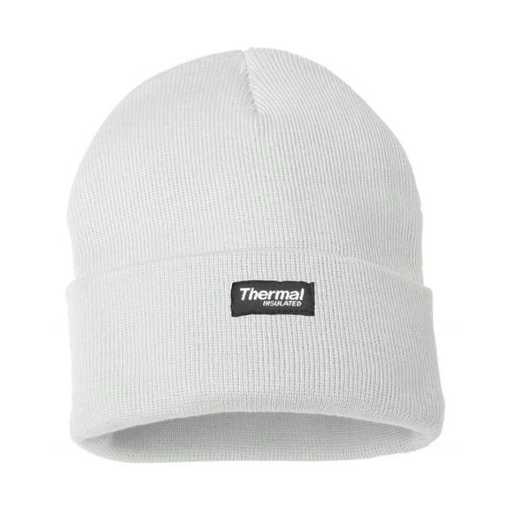 Thermal Insulated Watch Cap, 40 Gram Insulation, Water Resistant, White