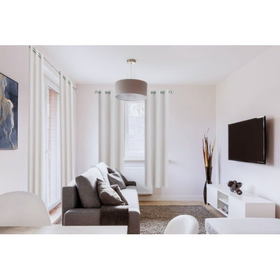 Thermal Insulated Window Curtain 100% Blackout Drapes for Bedroom Living room Closet door noise reducing 2 panels (K68 WHITE 37" Wide X 63" Long)