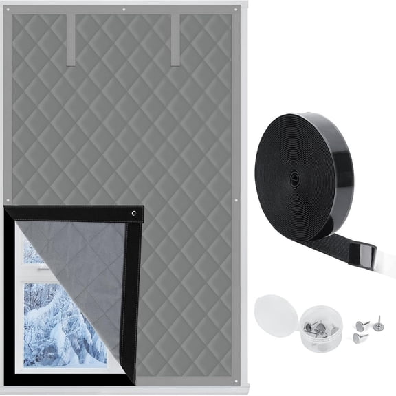 Thermal Insulated Winter Window Cover, 81inch Windows Insulation Curtains Cloth Cotton, Heavy Duty Windows Blanket for Home, Bedroom