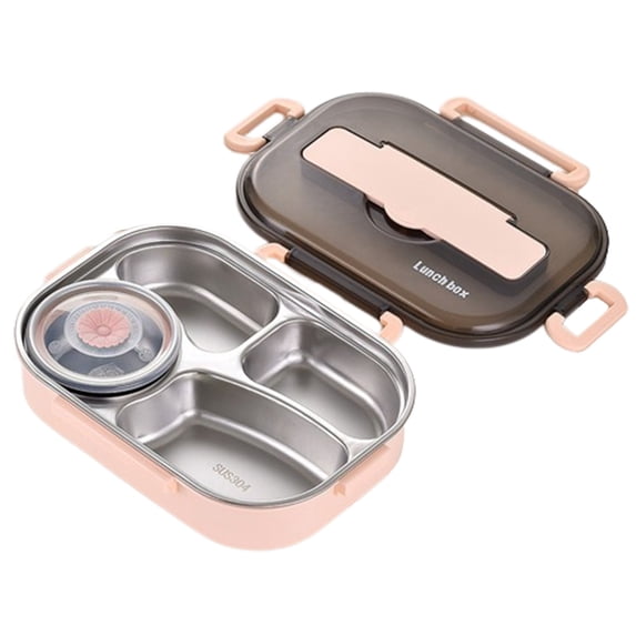 Thermal Insulation Bento 4 Cells Lunch Box Tableware Set Portable Lunch Box Student Lunch Box With Soup Bowl