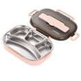 thumbnail image 1 of Thermal Insulation Bento Lunch Box 4 Compartment Stainless Steel Portable Food Container Set – Leakproof, Keeps Warm 2-4 Hours, 27.5x20x7.5cm, With Insulated Bag, 1 of 3