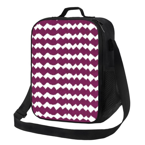 Thermal Insulation One Shoulder Portable Bento Bag Can Be Reused 810.5in For Carrying Drinks Bento Box Fruit Snacks Magenta Houndstooth_3