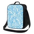 thumbnail image 1 of Thermal Insulation One Shoulder Portable Bento Bag Can Be Reused 8×10.5in For Carrying Drinks Bento Box Fruit Snacks Zebra Print Style Lightblue_2, 1 of 8