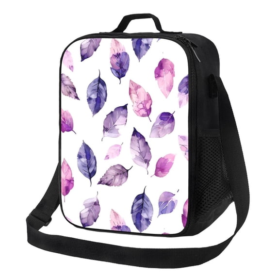 Thermal Insulation One Shoulder Portable Bento Bag Can Be Reused 8×10.5in For Carrying Drinks Bento Box Fruit Snacks Watercolor Seamless Pattern With Leaves (2)