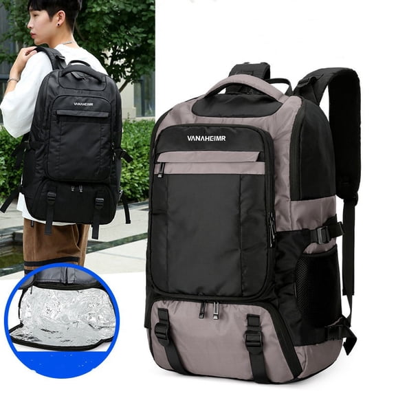 Thermal Insulation Thickened Waterproof Picnic Bag Double Shoulder Ice Pack Large Capacity Picnic Backpack,Blue