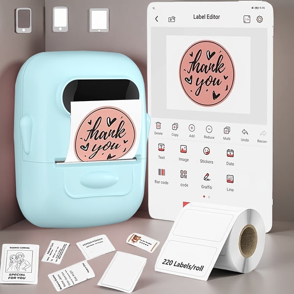 Thermal Label Maker - Wireless, Multiple Templates, No Ink Required, Perfect for Storage, Organization & School Supplies, Multiple Color Options
