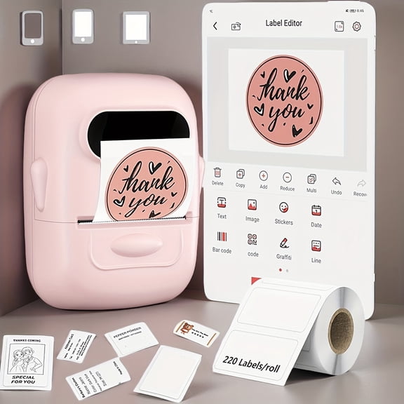 Thermal Label Maker - Wireless, Multiple Templates, No Ink Required, Perfect for Storage, Organization & School Supplies, Multiple Color Options