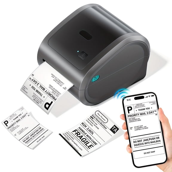 Thermal Label Printer 4X6 - Wireless Shipping Label Printer Build-in Holder, Thermal Label Maker For Return Shipping Package, Compatible With Phone&Pad&PC