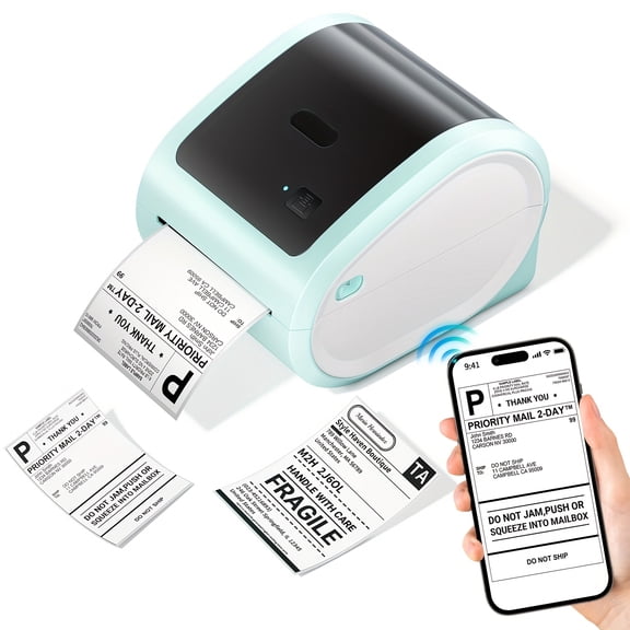 Thermal Label Printer 4X6 - Wireless Shipping Label Printer Build-in Holder, Thermal Label Maker For Return Shipping Package, Compatible With Phone&Pad&PC