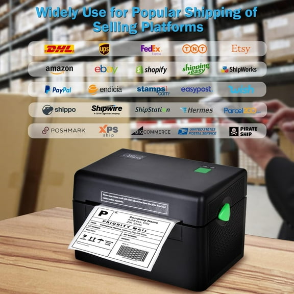 Thermal Label Printer 4x6 Label Printer for Shipping Packages,Commercial Thermal Label Maker, Compatible with Amazon, Ebay, Etsy, Shopify, FedEx, etc, Support Windows and Mac