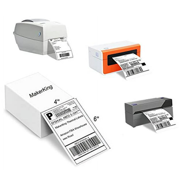 Thermal Labels 4x6, MakerKing Direct Thermal Printer Shipping Label (100 4x6 FanFold Labels