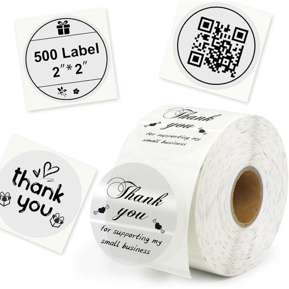 Thermal Labels, 500 count Self-Adhesive Direct Thermal Printer Label for Color Coding Label Printer, Logo, Name Price Tag, Shipping Address, Thank You Small Business QR Code (Clear 2inch)