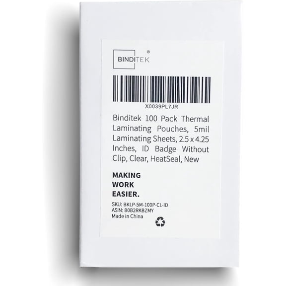 Thermal Laminating Pouches, 5mil Laminating Sheets, 2.5 x 4.25 Inches, ID Badge Without Clip, Ultra Clear, 100 Pack