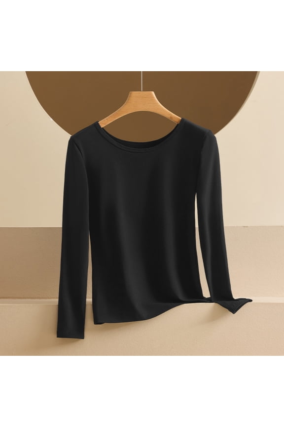 Thermal Leggings For Women Womens Tops Women Fashion Fall And Winter Warm Clothes Long-sleeved Shirt Thin Bottoming Shirt Slim Underwear Top,Black,XL