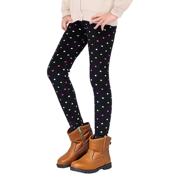 Thermal Leggings for Girls Winter Thermal Lined Leggings Star and Bow Print Full Length Soft Warm Tights Stretch Fit Fashionable Everyday Wear for Kids Girls' Leggings Black 4 Years-5 Years