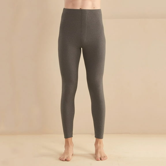 Thermal Leggings for Men Stretchy Slim High Waisted Underwear Pants Mens Casual Solid Color Basic Warm Thermals Tights Pant